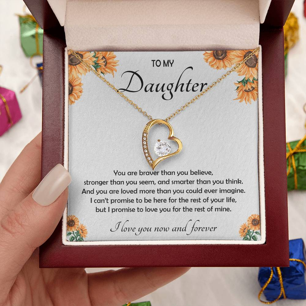 To My Daughter Necklace with Luxury LED Wood Box