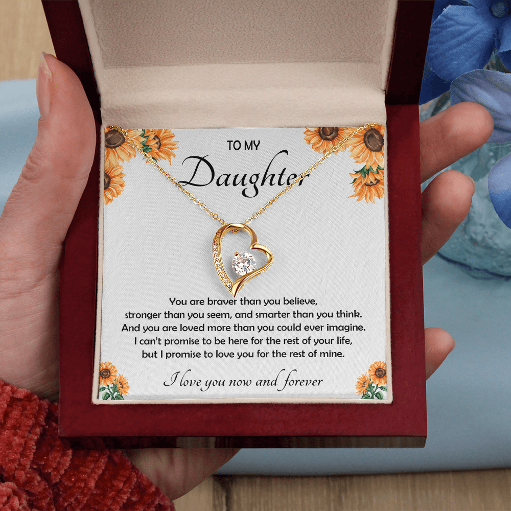 To My Daughter Necklace with Luxury LED Wood Box