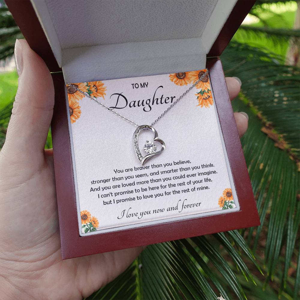 To My Daughter Necklace with Luxury LED Wood Box