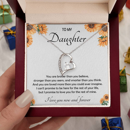 To My Daughter Necklace with Luxury LED Wood Box