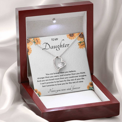 To My Daughter Necklace with Luxury LED Wood Box