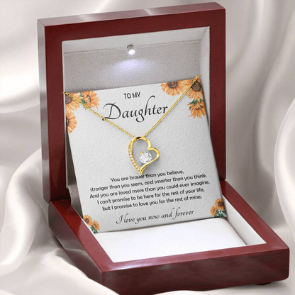 To My Daughter Necklace with Luxury LED Wood Box