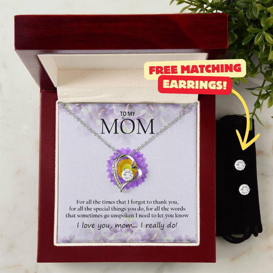 Mom Necklace + Free Matching Earrings (while stock last)
