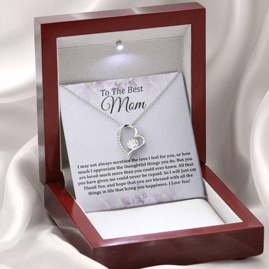 Best Mom Necklace with Luxury LED Wood Box